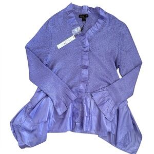 NWT Jerry T Lavender Flowy Blouse Top with Bell Sleeves Statement Piece large L